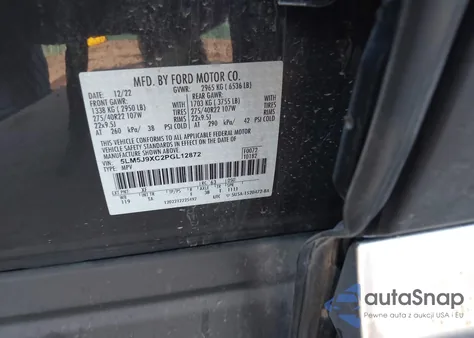 2023 Lincoln Aviator Black Label z USA, uszkodzony, nr VIN 5LM5J9XC2PGL12872